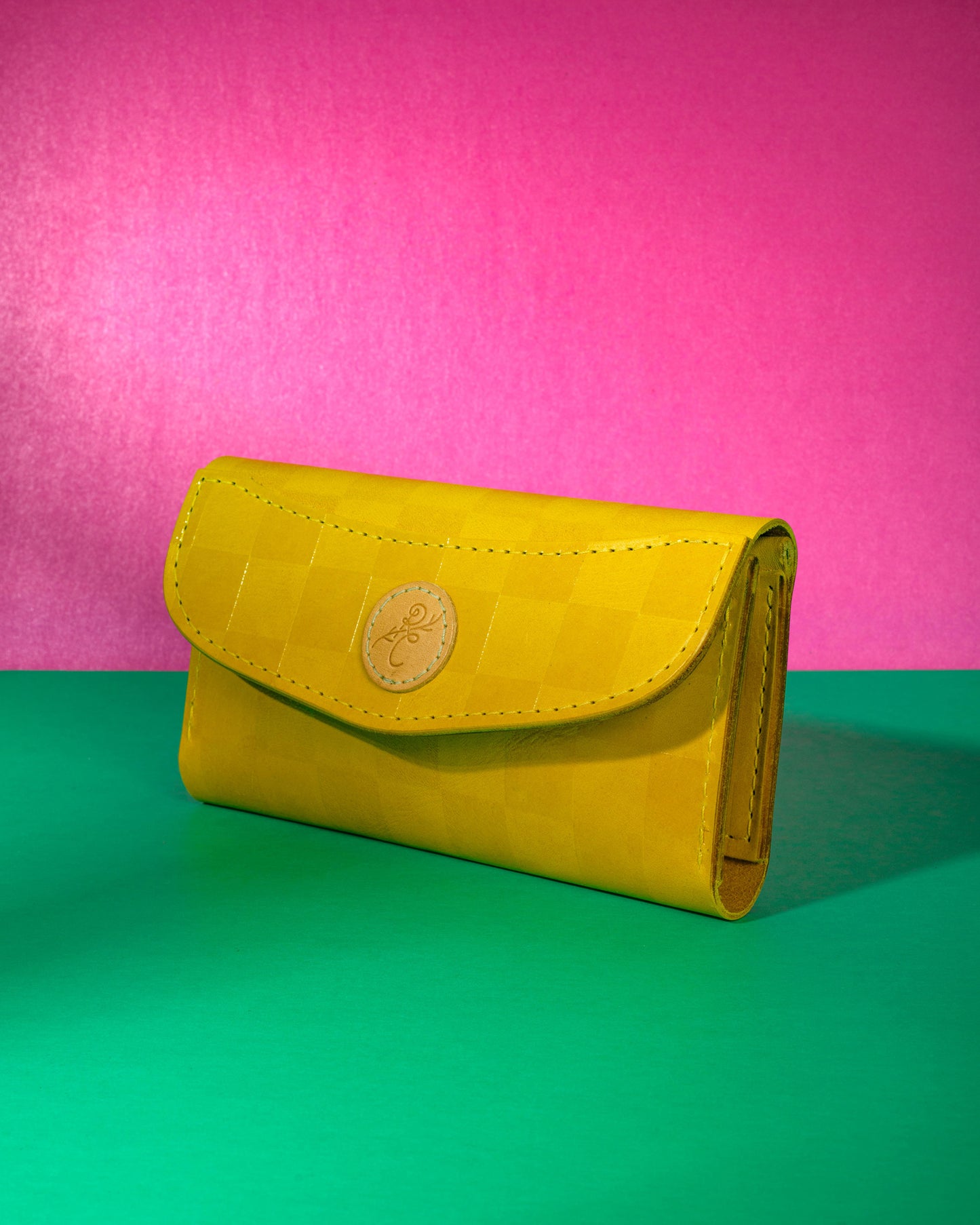Glossy Check Canary Shelby Wallet