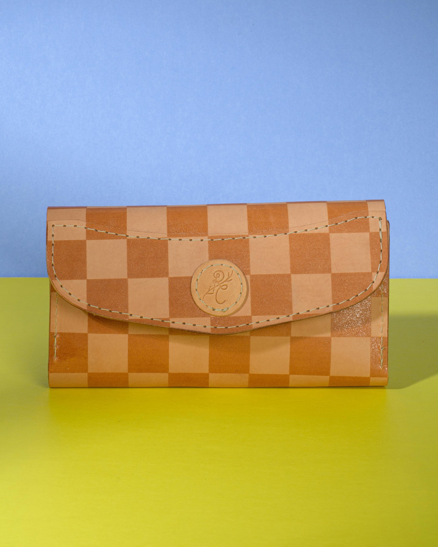 Glossy Check Natural Shelby Wallet